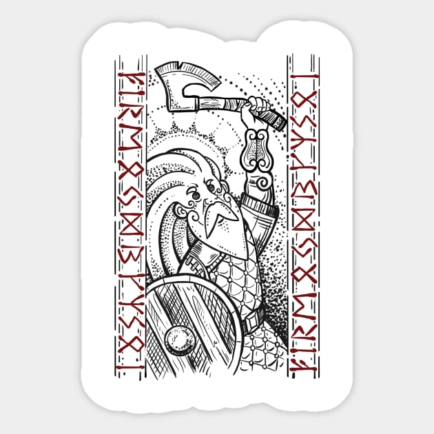 Viking with runes Sticker by BlackForge